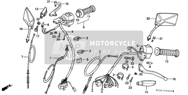 Honda CM125C 1992 Griffhebel/Handhebel/Kabel (E/ED/F/G/SD/SW) für ein 1992 Honda CM125C